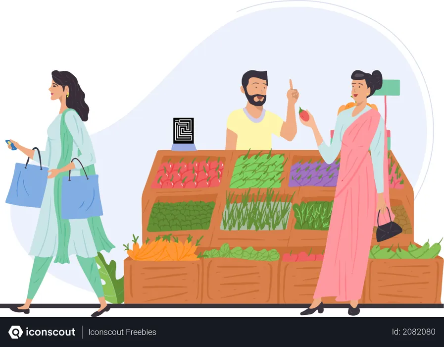 Free Lady going to buy vegetables  Illustration
