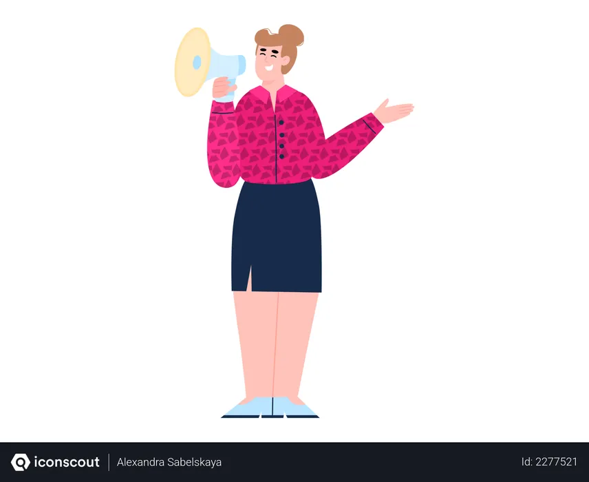 Free Lady making announcement using megaphone  Illustration