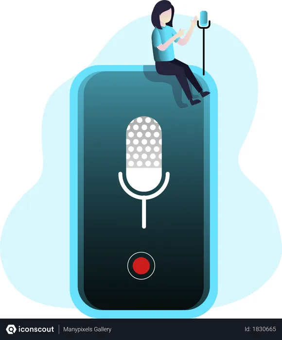 Free Lady podcasting with smartphone mic  Illustration