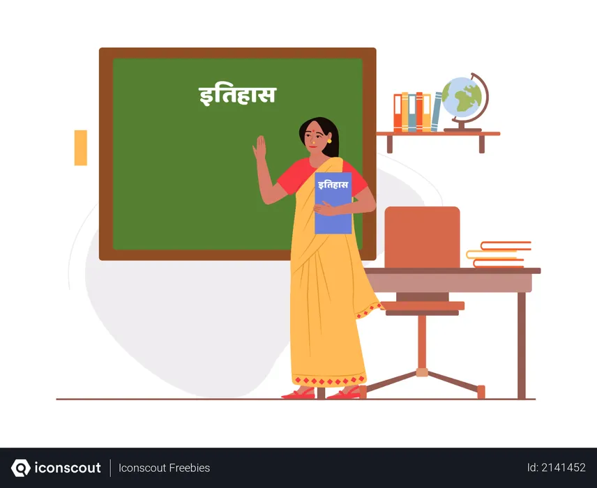 Free Lady teacher teaching in class  Illustration
