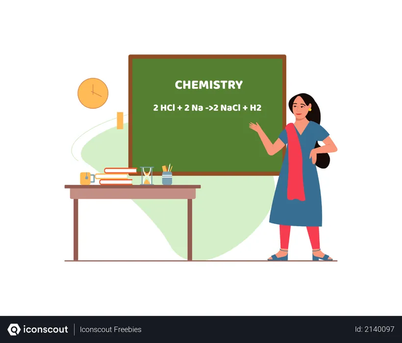 Free Lady teaching chemistry in school  Illustration