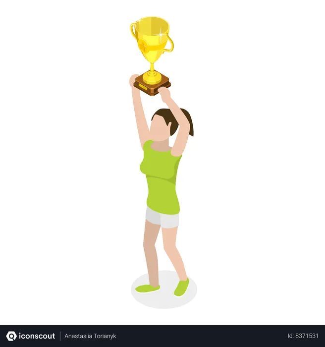 Free Lady with winning trophy  Illustration