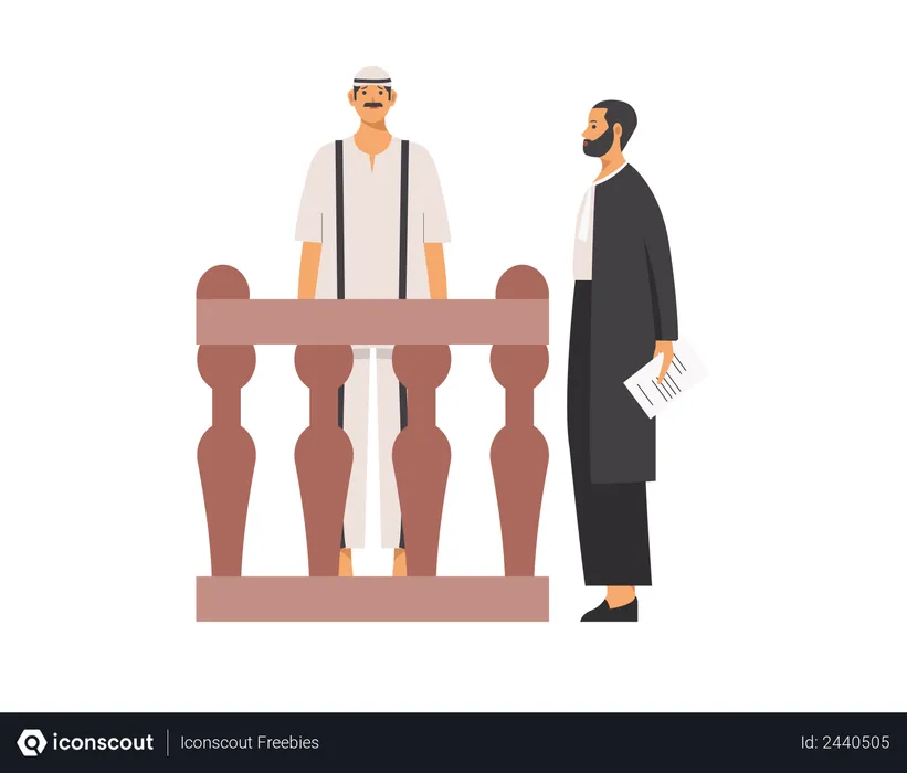 Free Lawyer asking questions to criminal  Illustration