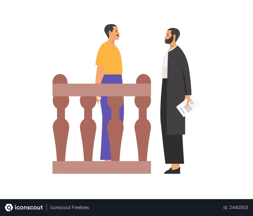 Free Lawyer asking questions to man  Illustration