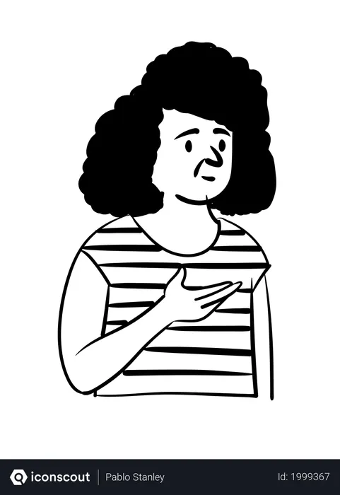 Free Mädchen mit lockigem Haar  Illustration