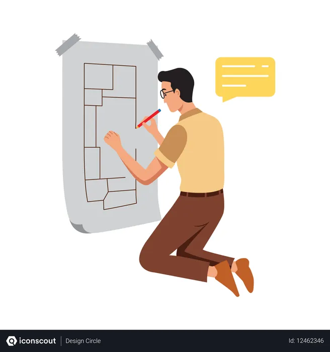 Free Man Checking Notes on Bulletin Board  Illustration