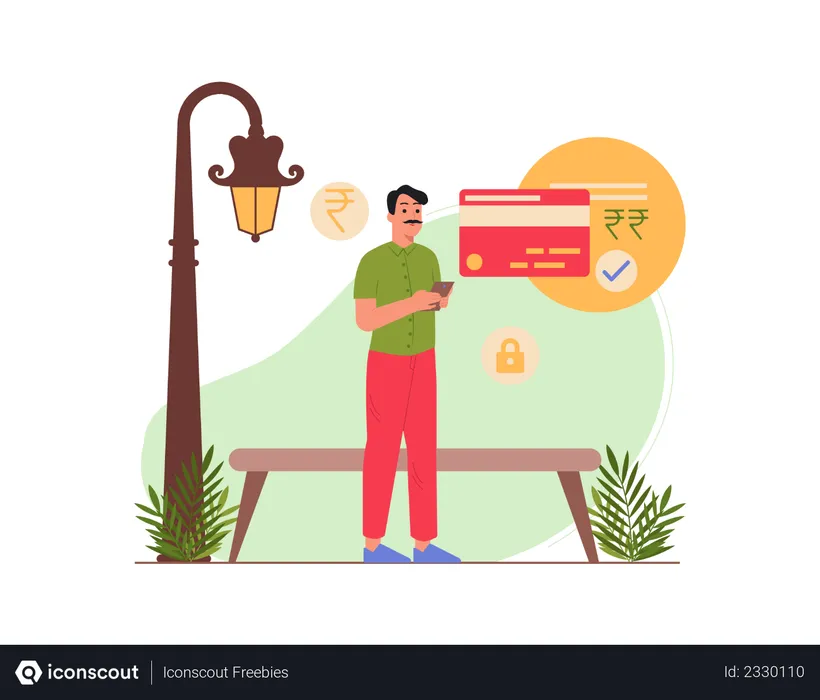 Free Man doing online payment  Illustration