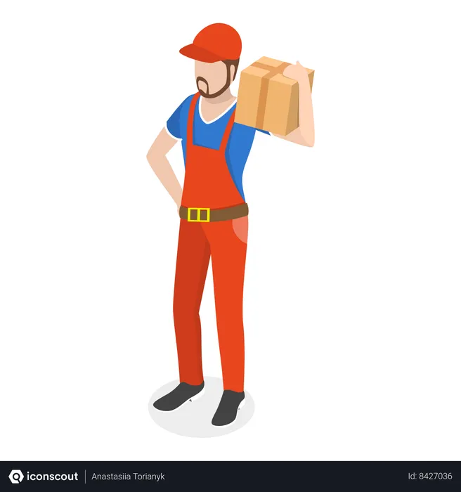 Free Man in courier boy uniform delivering parcel  Illustration