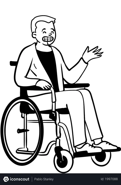 Free Man On Wheelchair  Illustration