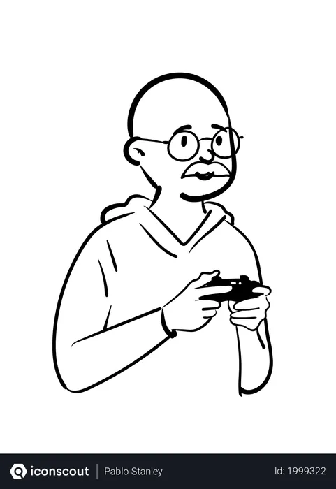 Free Man playing video game  Illustration
