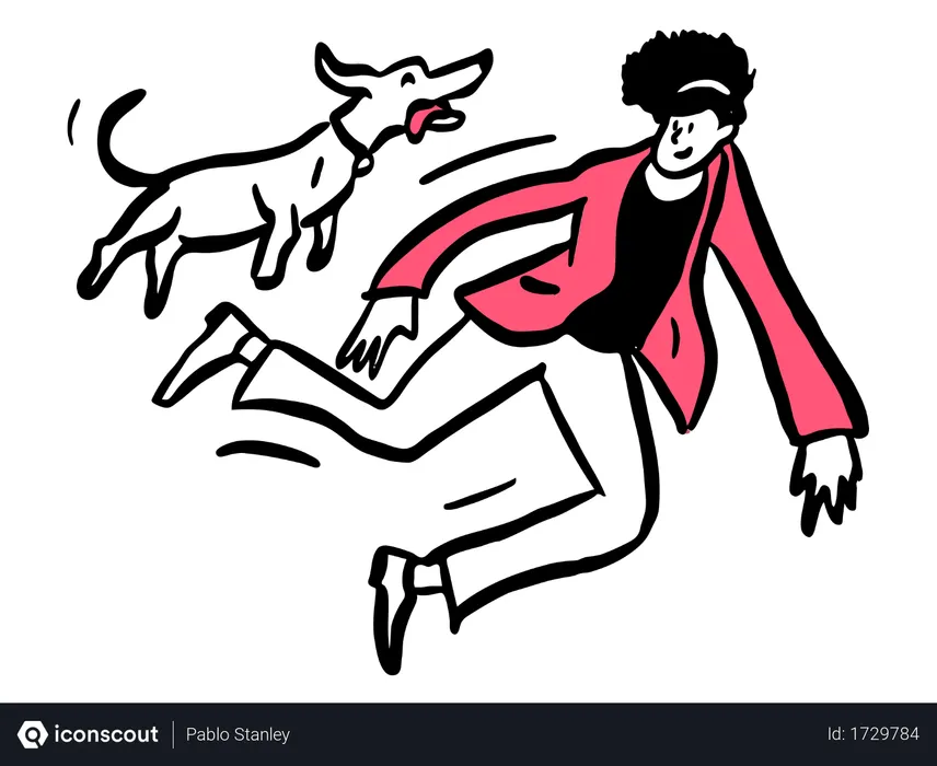 Free Man playing with dog  Illustration