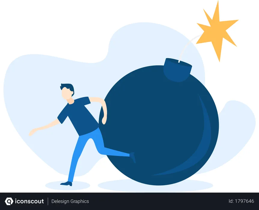 Free Man running from bomb explosion  Illustration