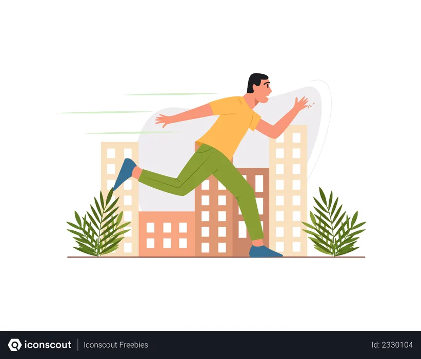 Free Man running in hurry  Illustration