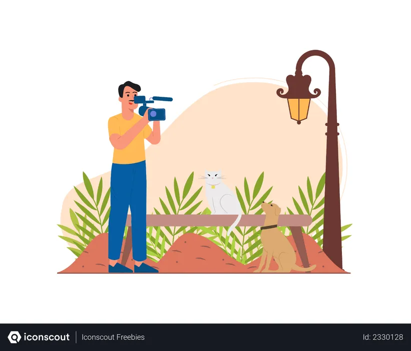 Free Man taking video using camera  Illustration