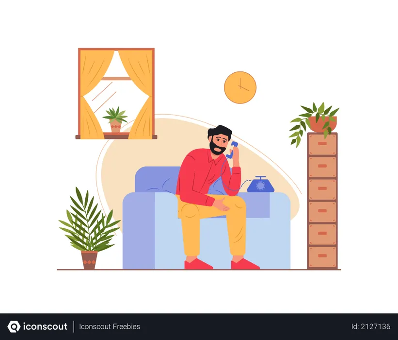 Free Man talking on the telephone  Illustration