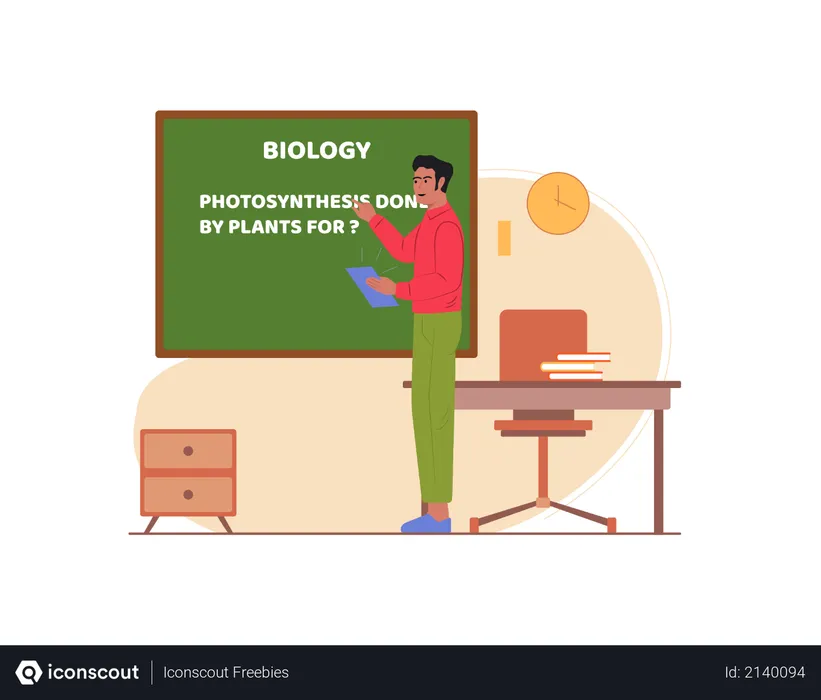 Free Man teaching biology in classroom  Illustration