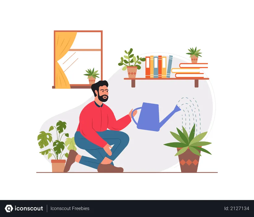 Free Man watering plants  Illustration