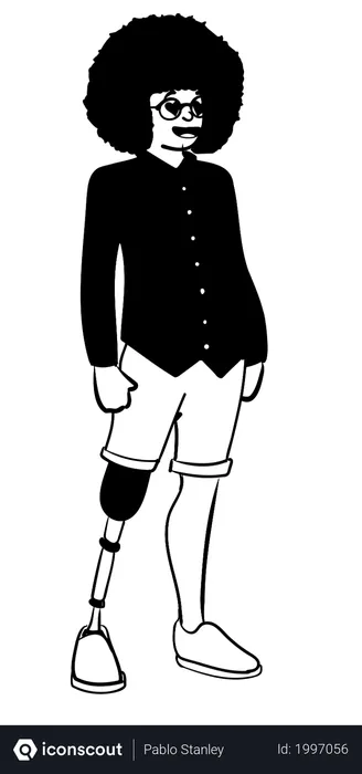 Free Man With Artificial Leg And Unique Hair Style  Illustration