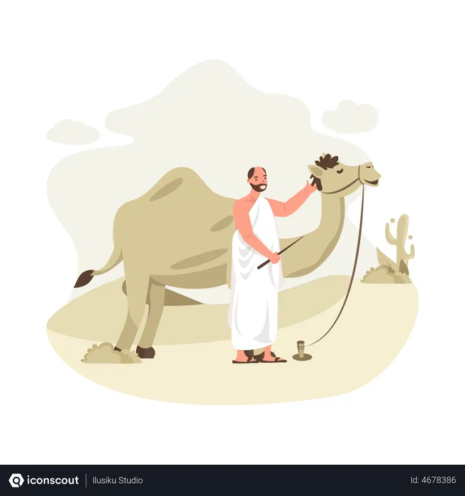 Free Man with camel  Illustration