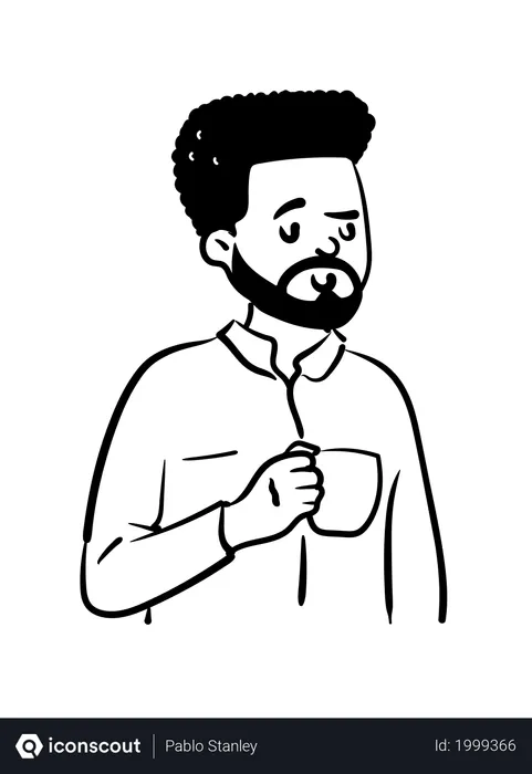 Free Man with coffee mug  Illustration