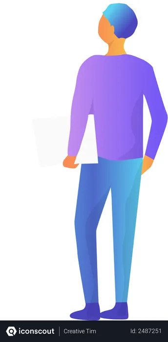 Column Inside A Male Human Body Silhouette In Side View Vector SVG