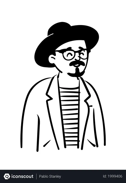 Free Man with long hat  Illustration