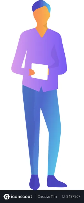 Free Man with tablet  Illustration