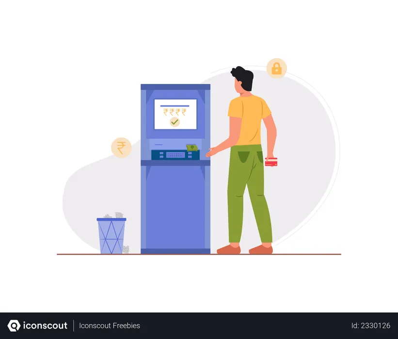 Free Man withdrawing money from ATM  Illustration