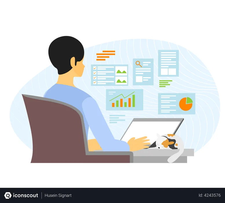 Free Man working in office  Illustration