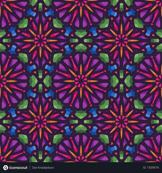 Free Mandala seamless pattern with rounded floral ethnic mandala ornament  Illustration