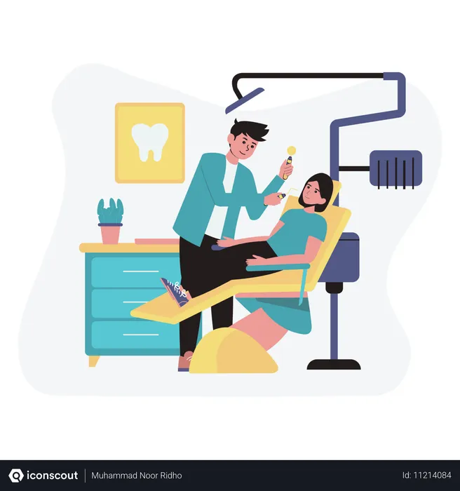 Free Doctor haciendo tratamiento dental a paciente  Illustration