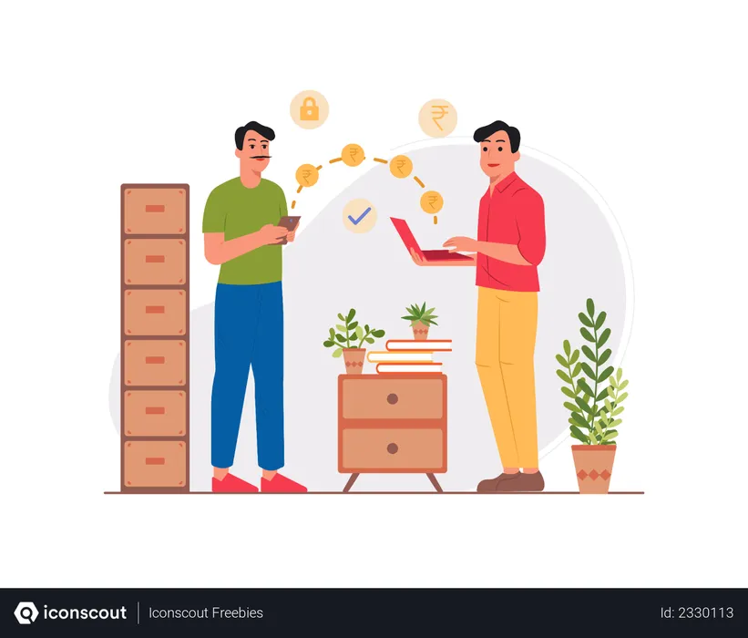 Free Men doing money transfer  Illustration