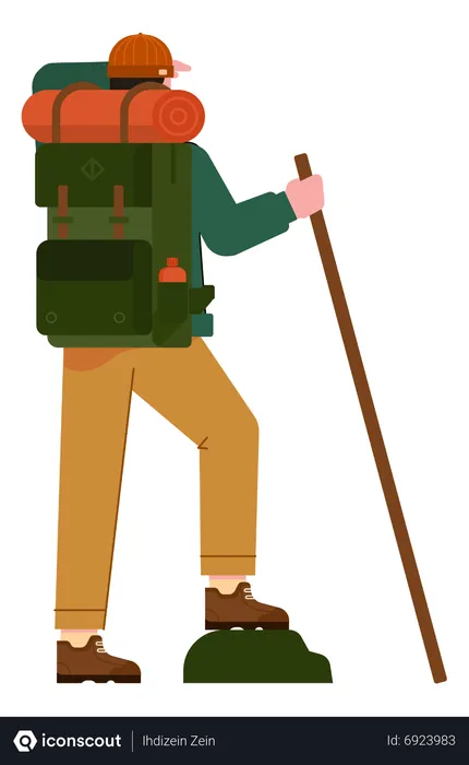 Free Mountaineer looking at sight  Illustration