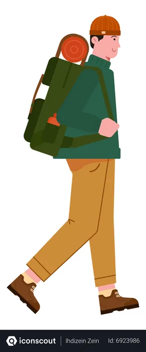 Free Mountaineer walking with backpack  Illustration