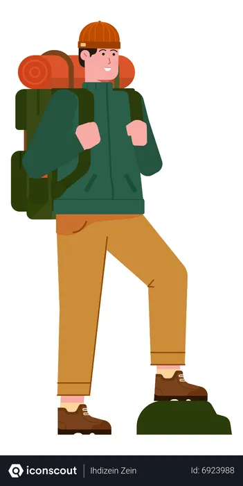 Free Mountaineer with travel backpack  Illustration