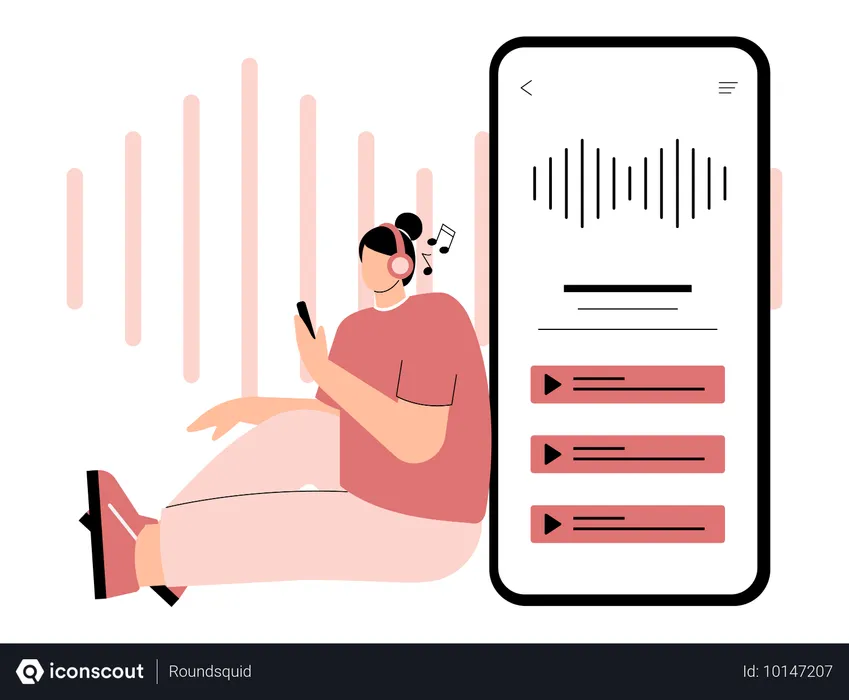 Free Mulher ouvindo música no celular  Ilustração