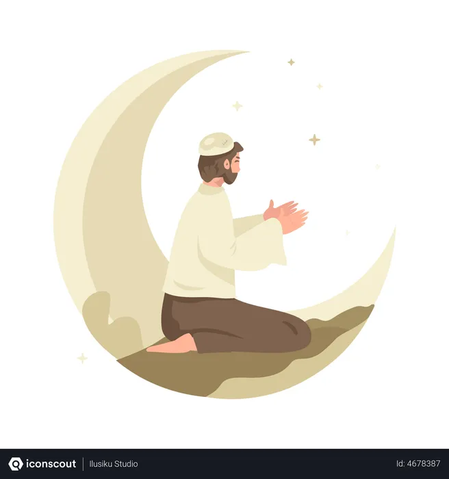 Free Muslim man is praying  Illustration