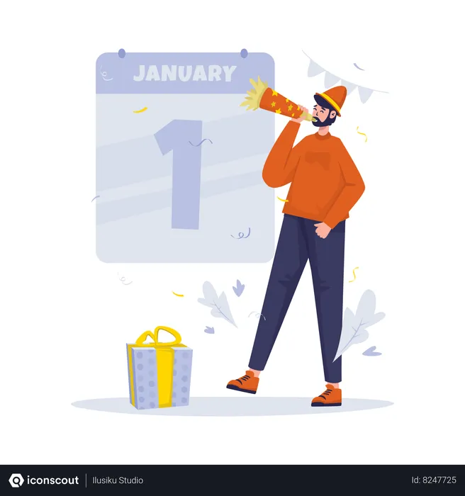 Free New year celebration trumpet  Illustration