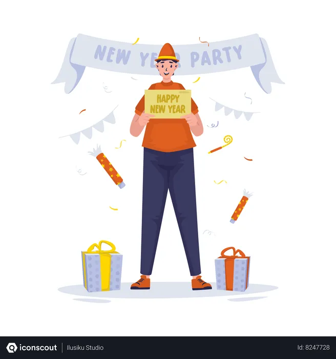 Free New Year party greeting message  Illustration