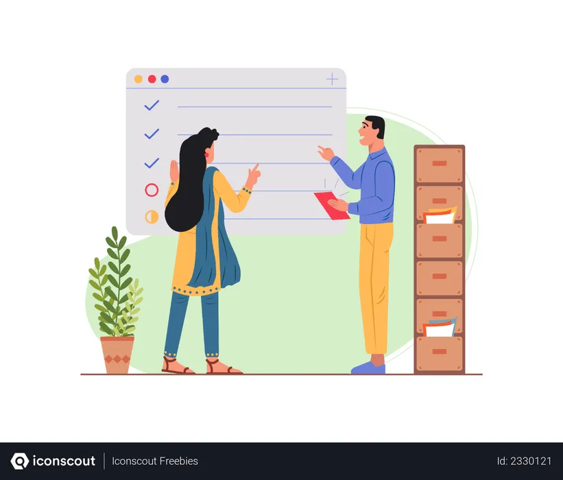Free Office employee making checklist  Illustration