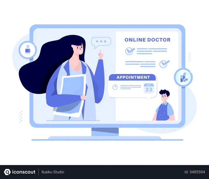 Free Online doctor appointment  Illustration