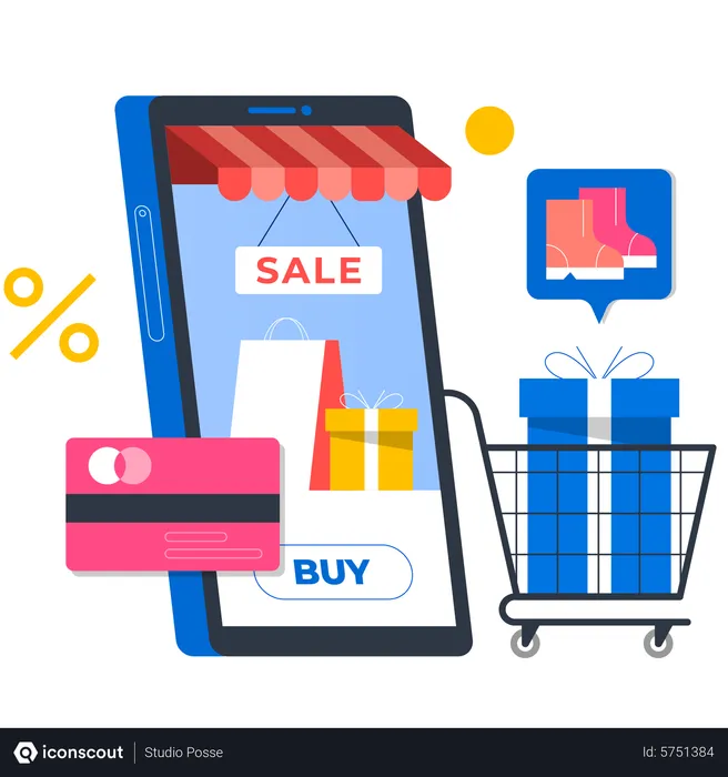 Free Online shopping app  Illustration