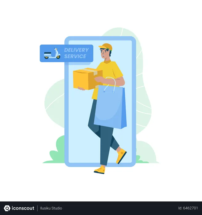 Free Online shopping delivery service  Illustration