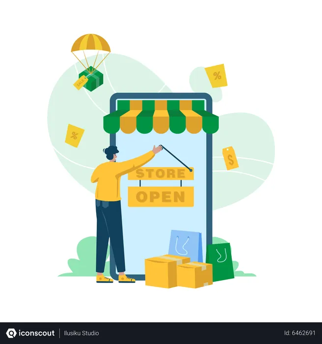 Free Open an online store  Illustration