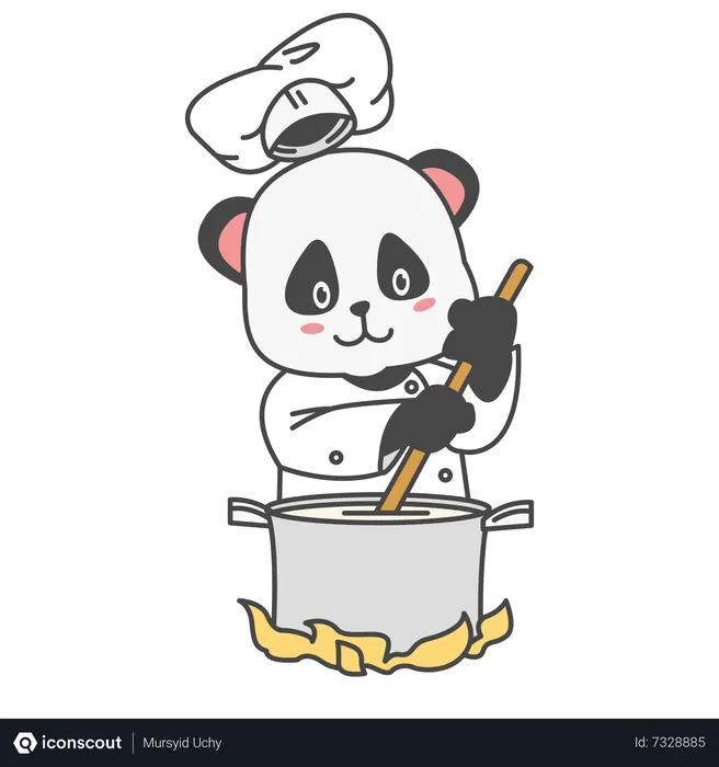 Free Panda Cooking  Illustration