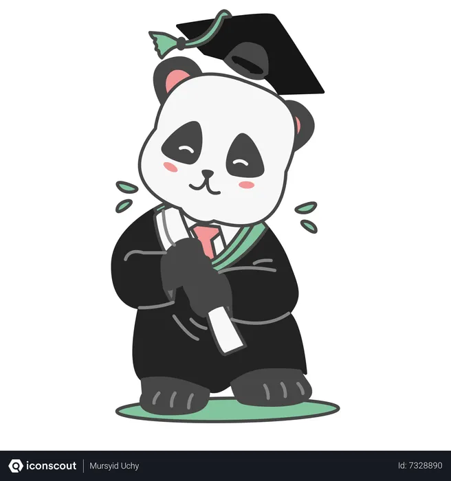 Free Panda feliz graduación  Ilustración