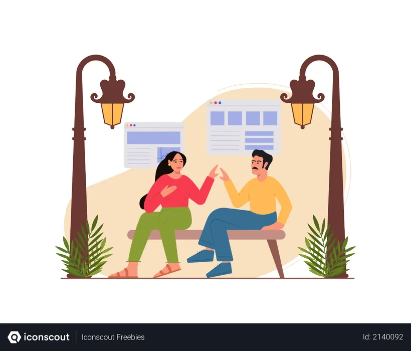 Free People discussing about business in park  Illustration