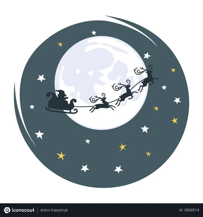 Free Père Noël volant dans le ciel pendant la nuit de Noël  Illustration