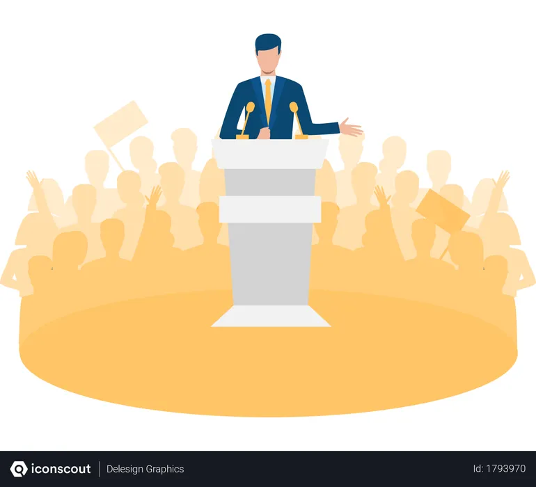 Free Politician giving his speech to public  Illustration