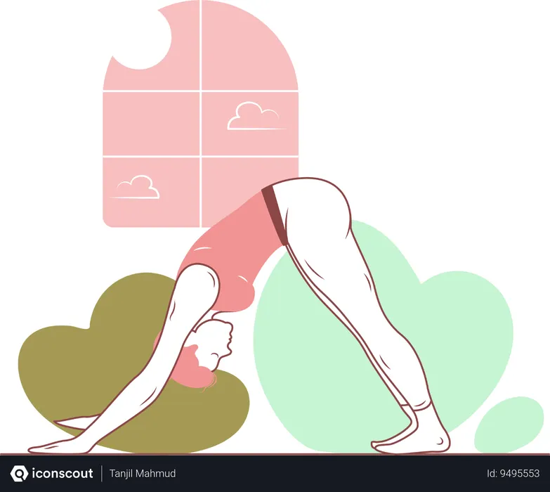 Free Postura de yoga del perro boca abajo  Ilustración